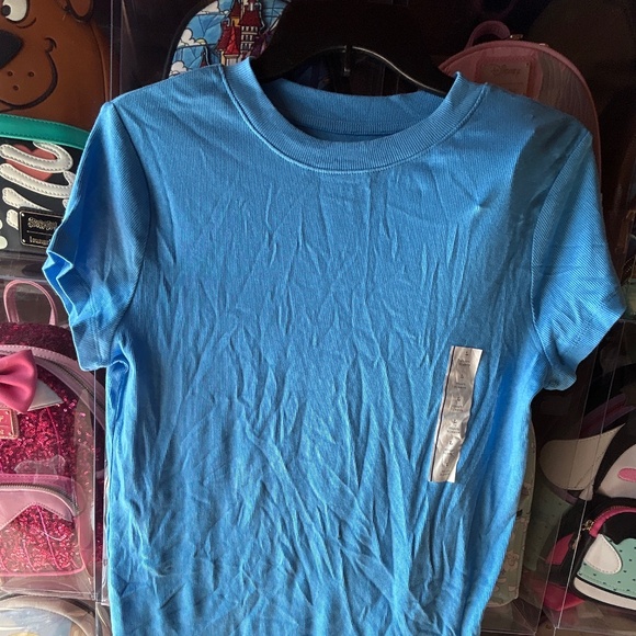 A New Day Short Sleeve Ribbed Tee Blue Large Women - Picture 1 of 9